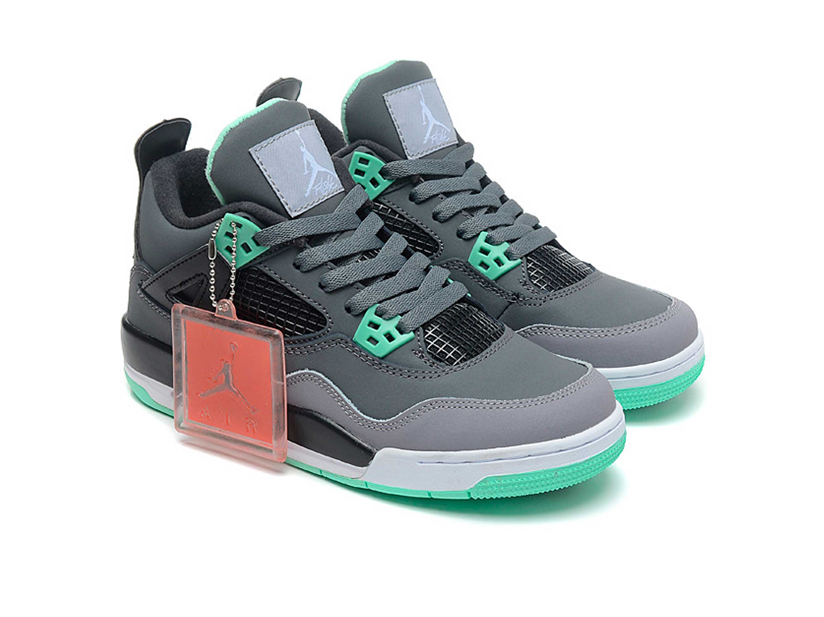 gray and green jordan retro 4