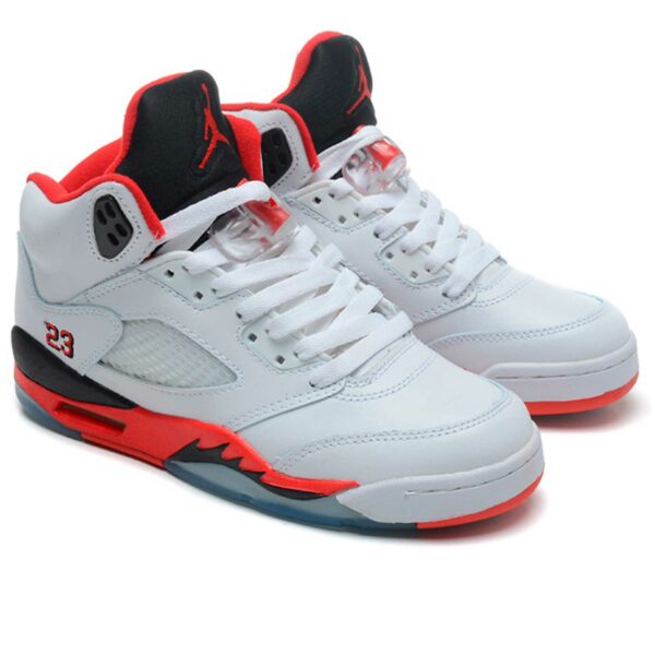 nike air jordan 5 retro white fire red black