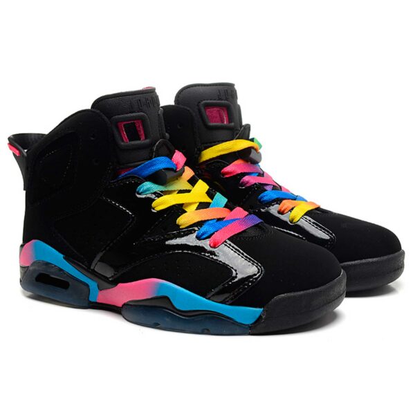 nike air jordan retro 6 GS black pink flash marina blue