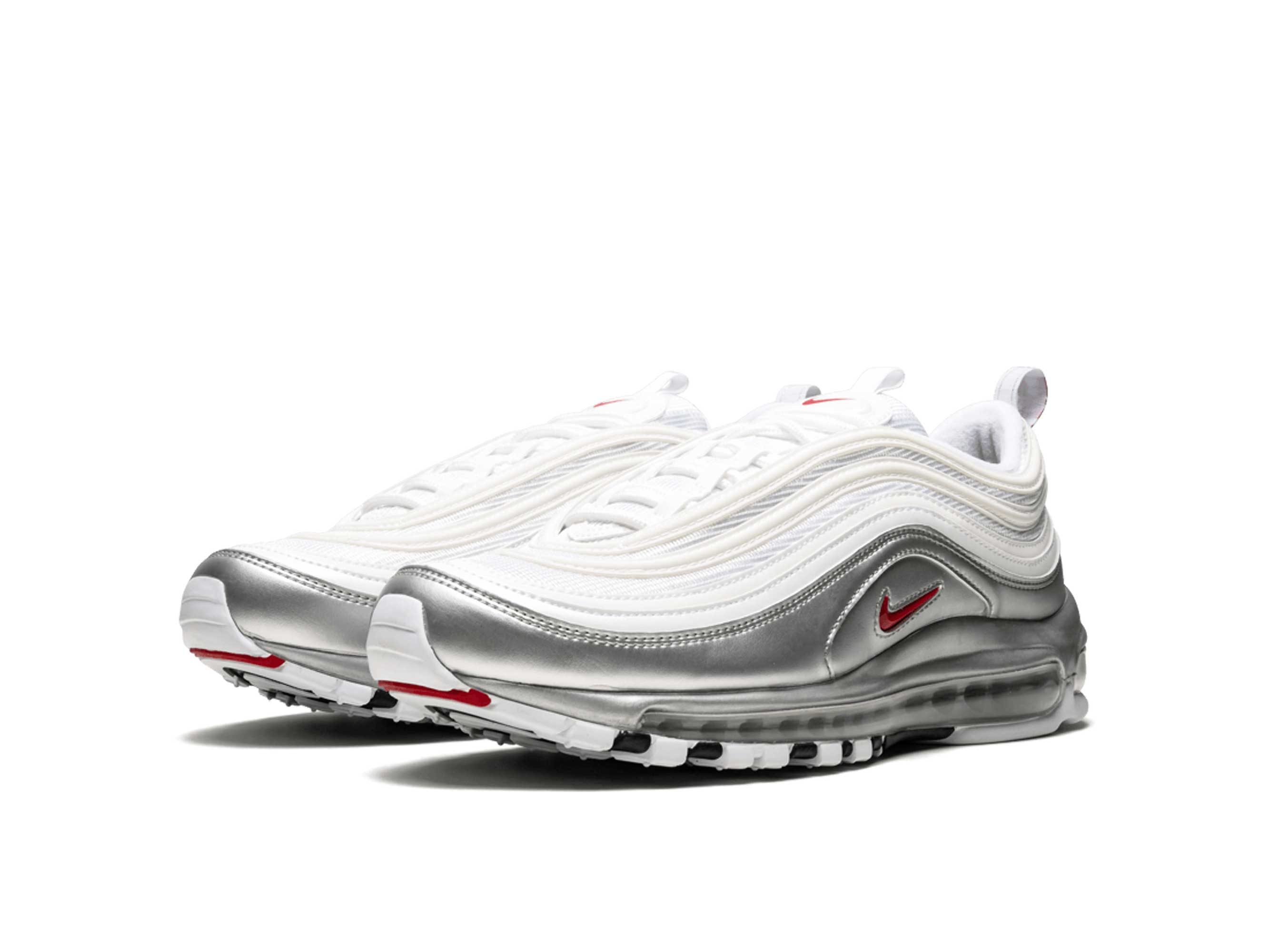 white and silver air max 97