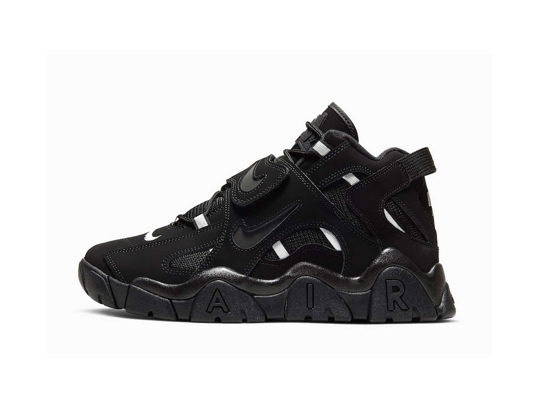 nike air barrage mid qs black white