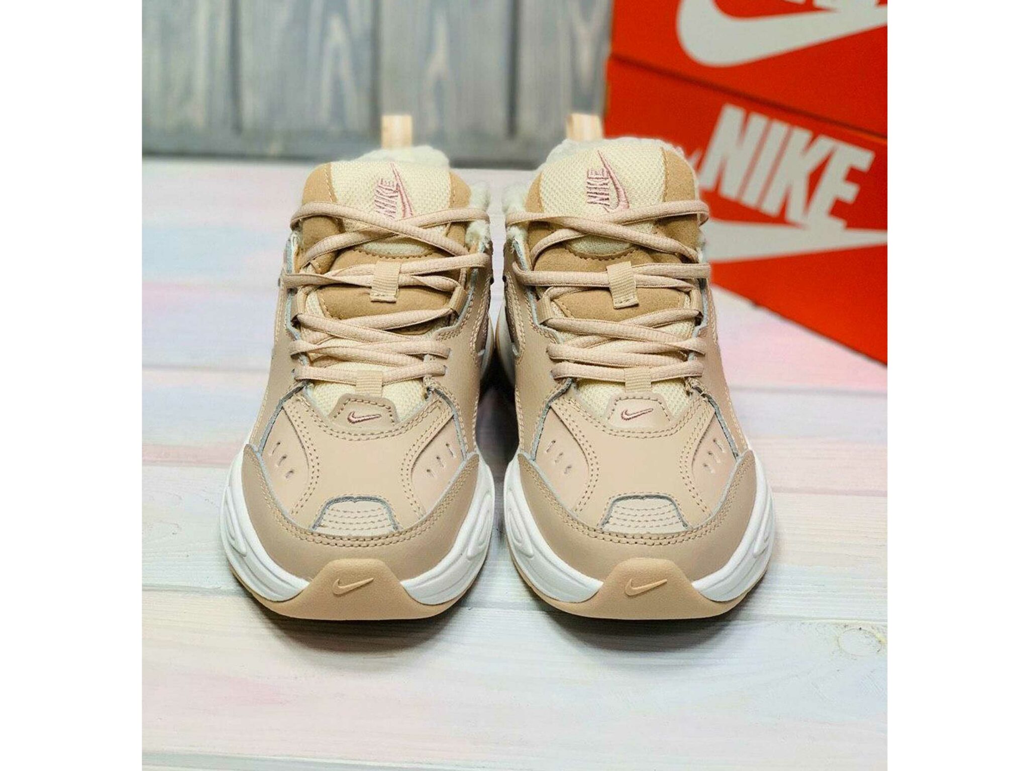 beige nike m2k tekno