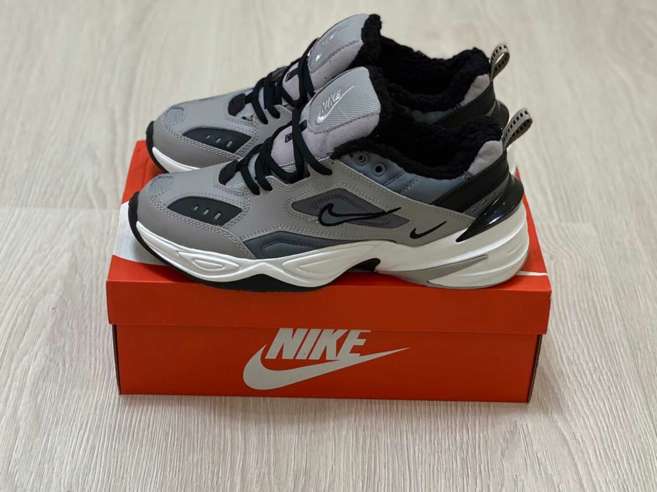 nike m2k tekno grey white winter купить