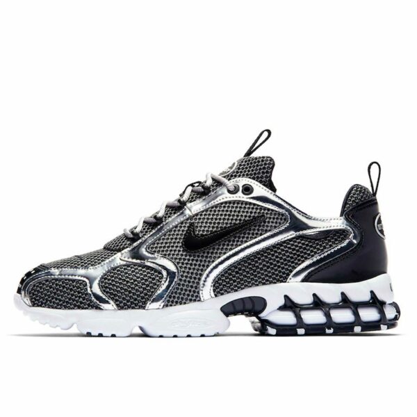 nike x stussy air zoom spiridon caged platinum black