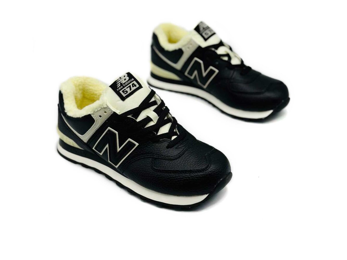 new balance 574 black lether hi winter купить.