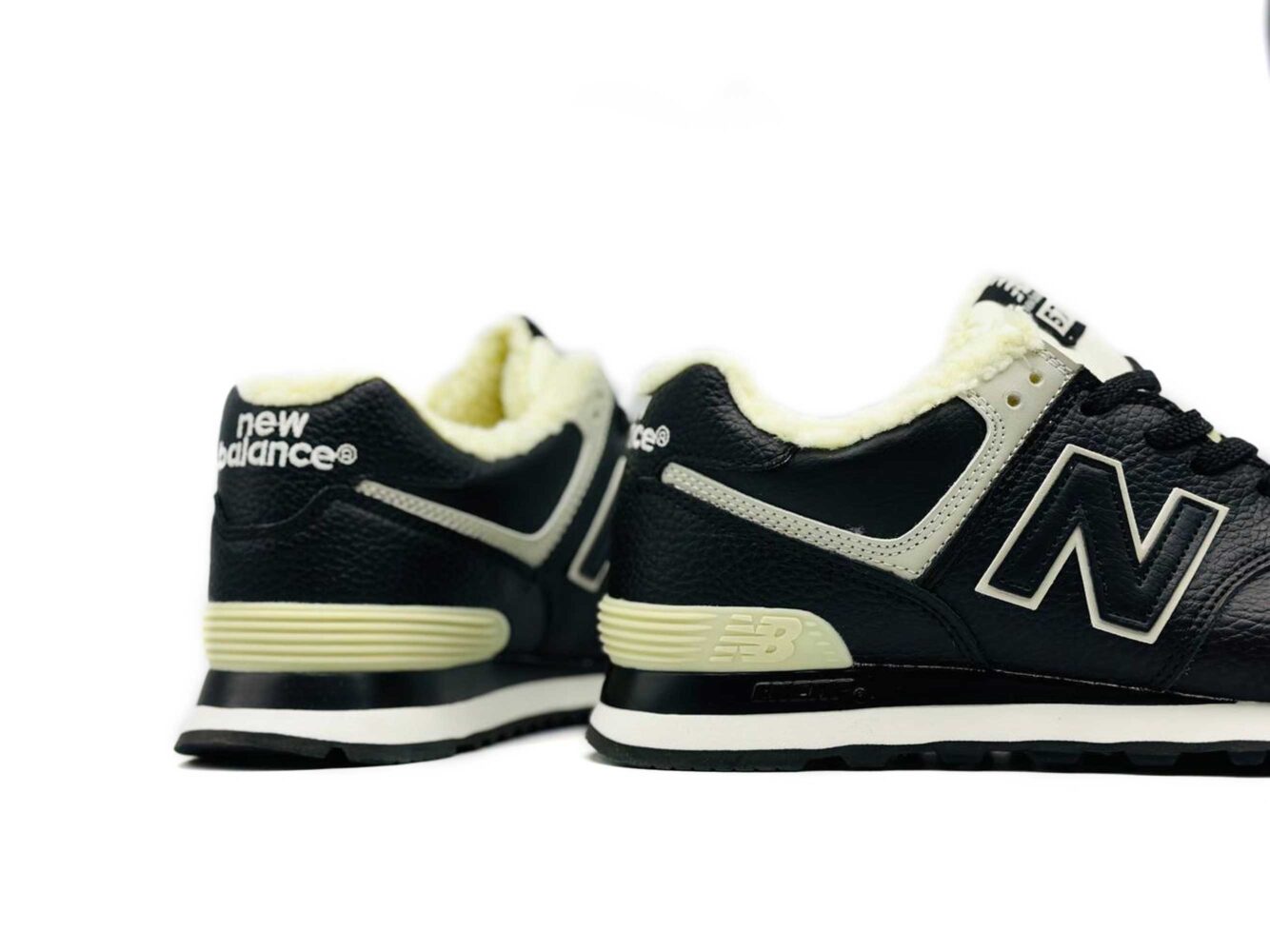 new balance 574 black lether hi winter купить.