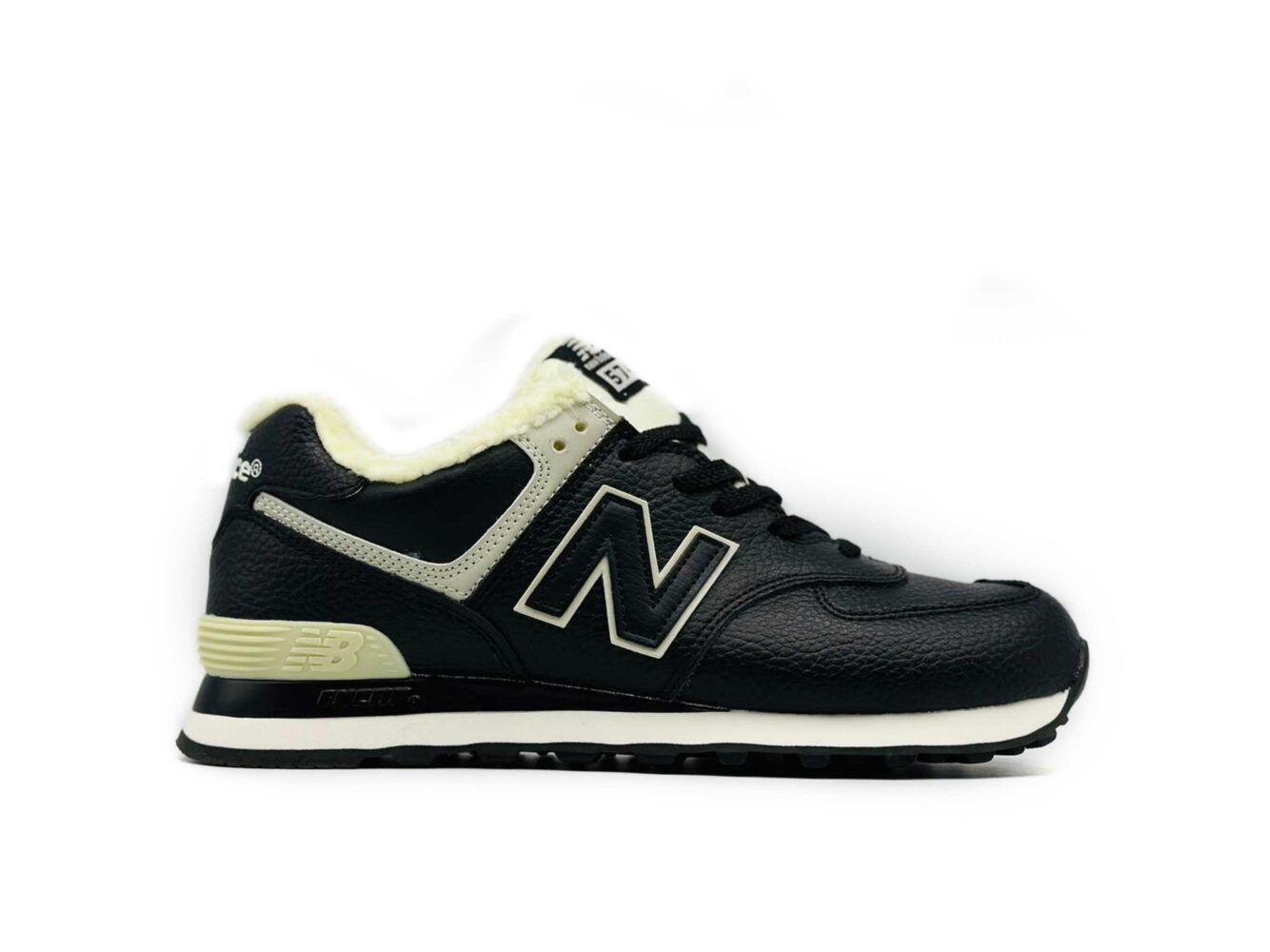 new balance 574 black lether hi winter купить.