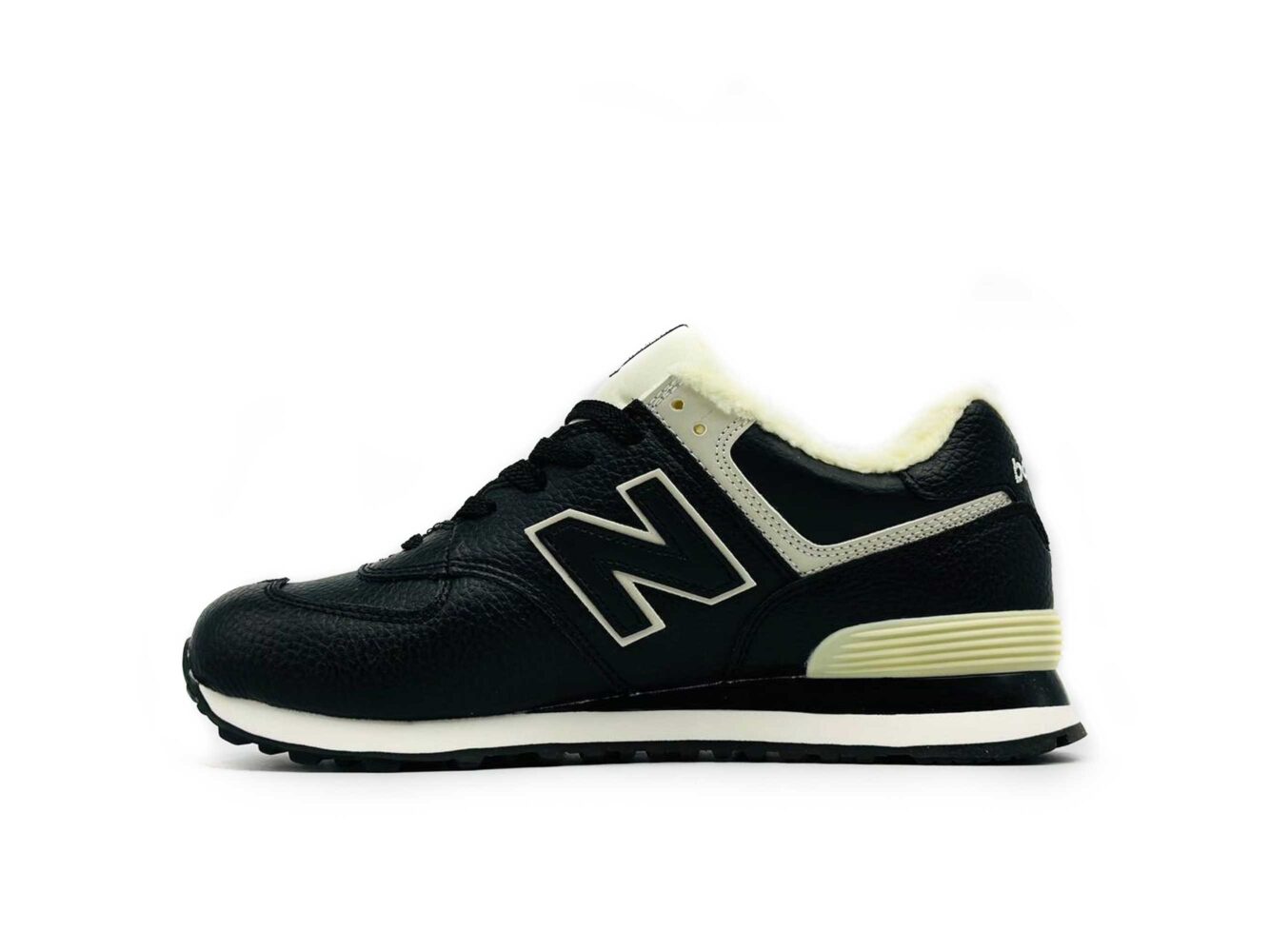 new balance 574 black lether hi winter купить.