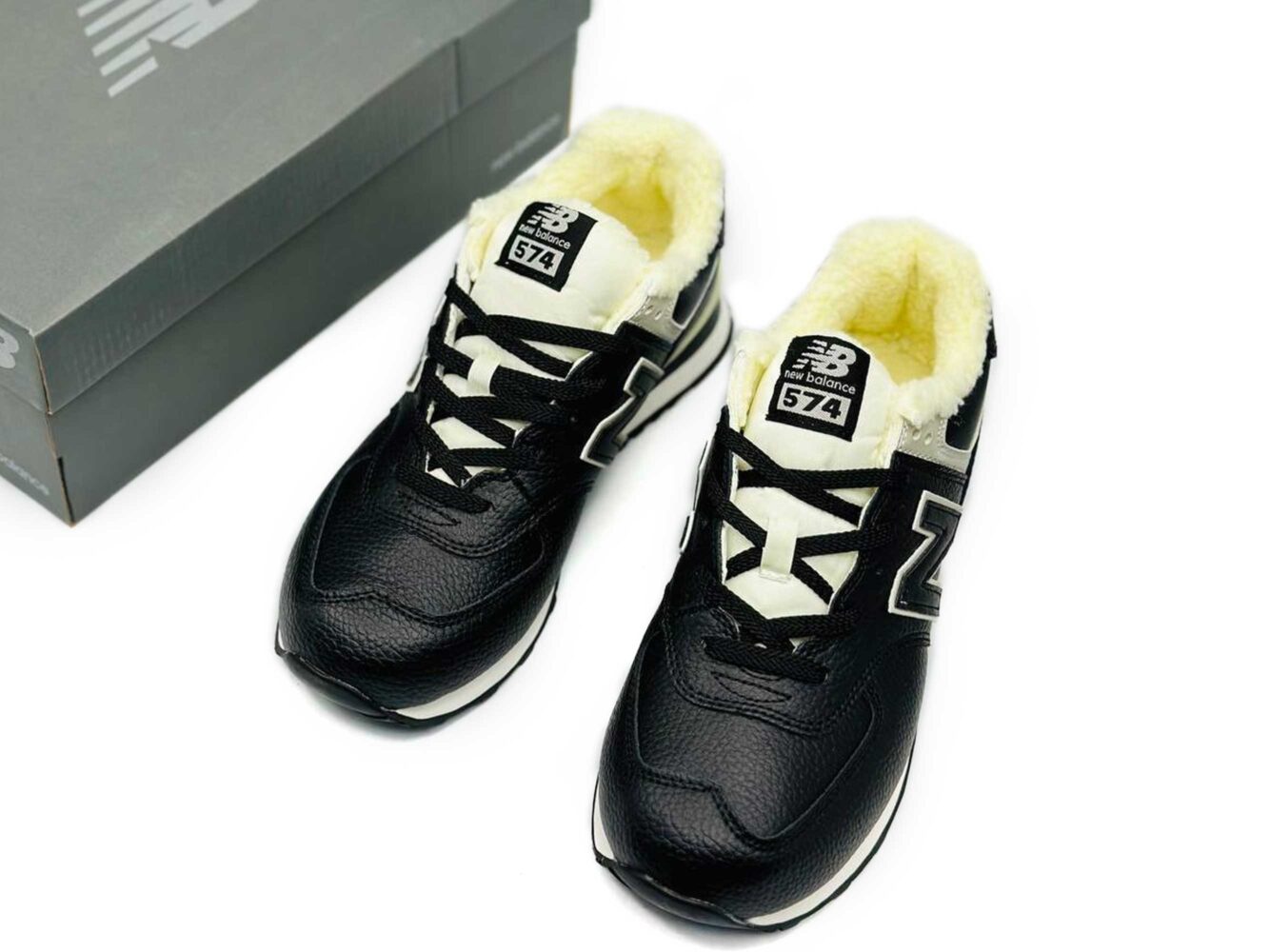 new balance 574 black lether hi winter купить.