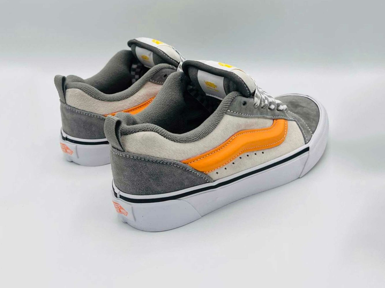 Vans Knu Skool shoes mega check grey marshmallow VN009QC0BP интернет магазин