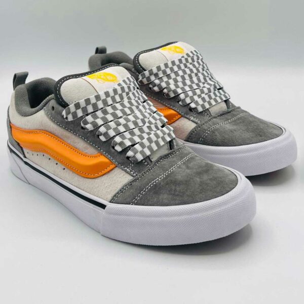 Vans Knu Skool shoes mega check grey marshmallow VN009QC0BP