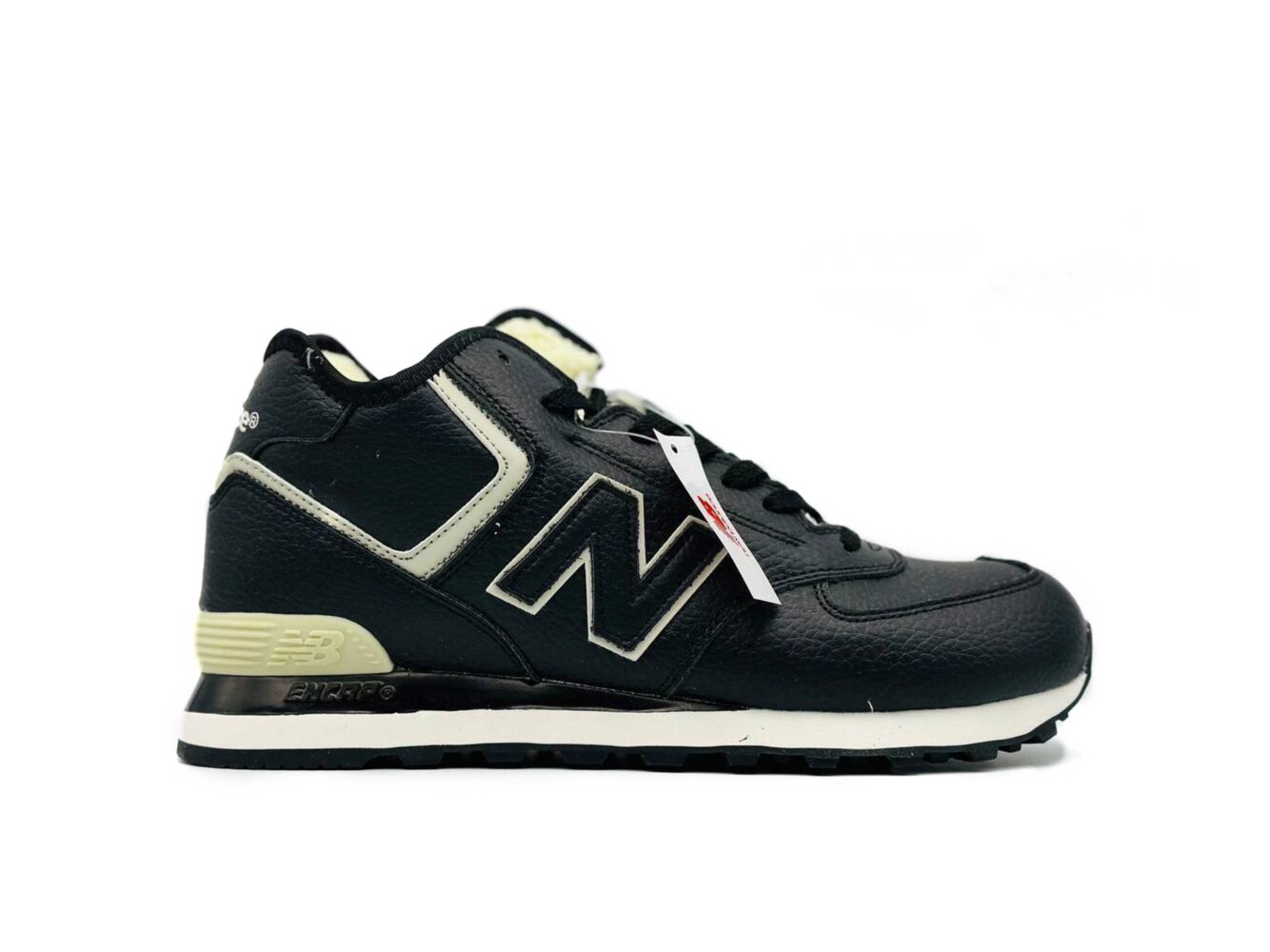 new balance 574 black lether hi winter купить