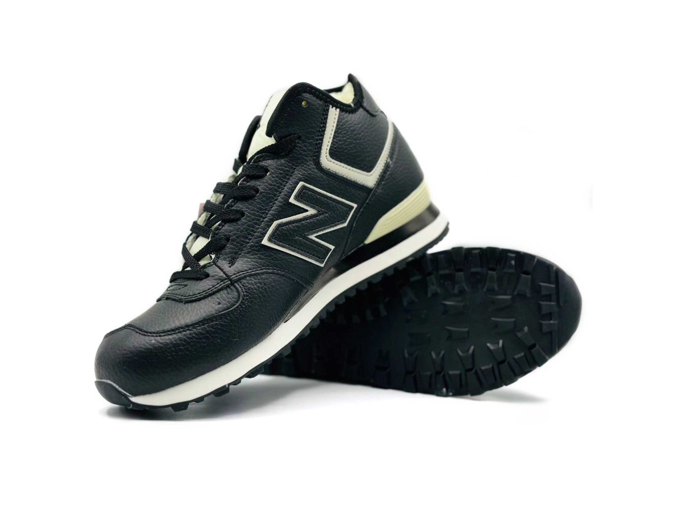 new balance 574 black lether hi winter купить