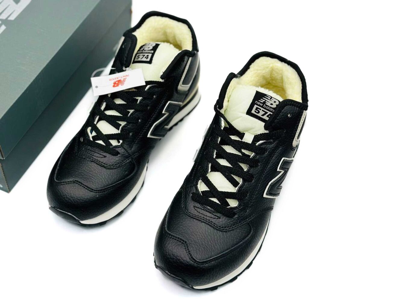 new balance 574 black lether hi winter купить